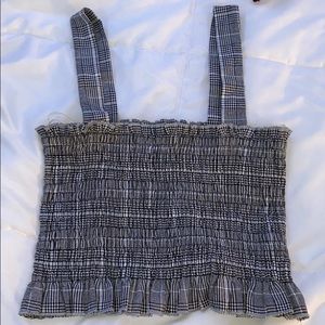 Plaid peplum cropped top
